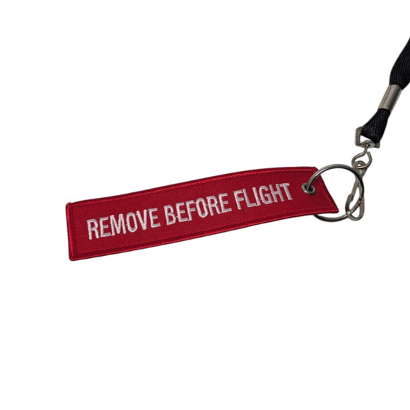 Air National Guard Lanyard with Remove Before Flight Embroidered Keychain Red - Picture 2 of 4